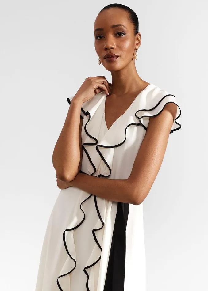 Women HOBBS Dresses and Jumpsuits Arwen Silk Dress Cream Black
