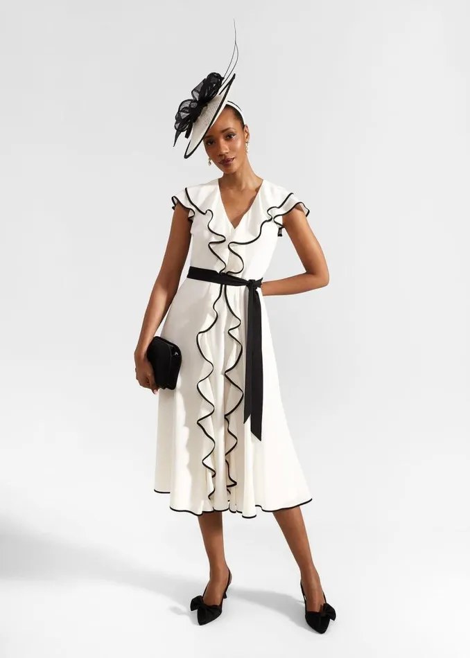 Women HOBBS Dresses and Jumpsuits Arwen Silk Dress Cream Black
