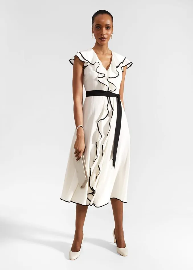 Women HOBBS Dresses and Jumpsuits Arwen Silk Dress Cream Black