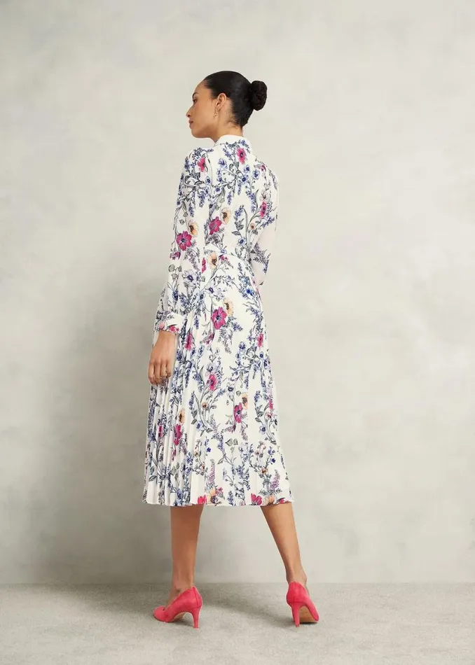 Women HOBBS Dresses and Jumpsuits Ashleen Pleated Shirt Dress Ivory Multi
