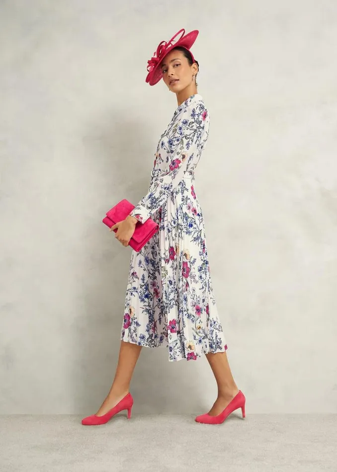 Women HOBBS Dresses and Jumpsuits Ashleen Pleated Shirt Dress Ivory Multi