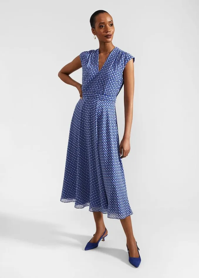 Women HOBBS Dresses and Jumpsuits Hailey Midi Dress Blue Multi