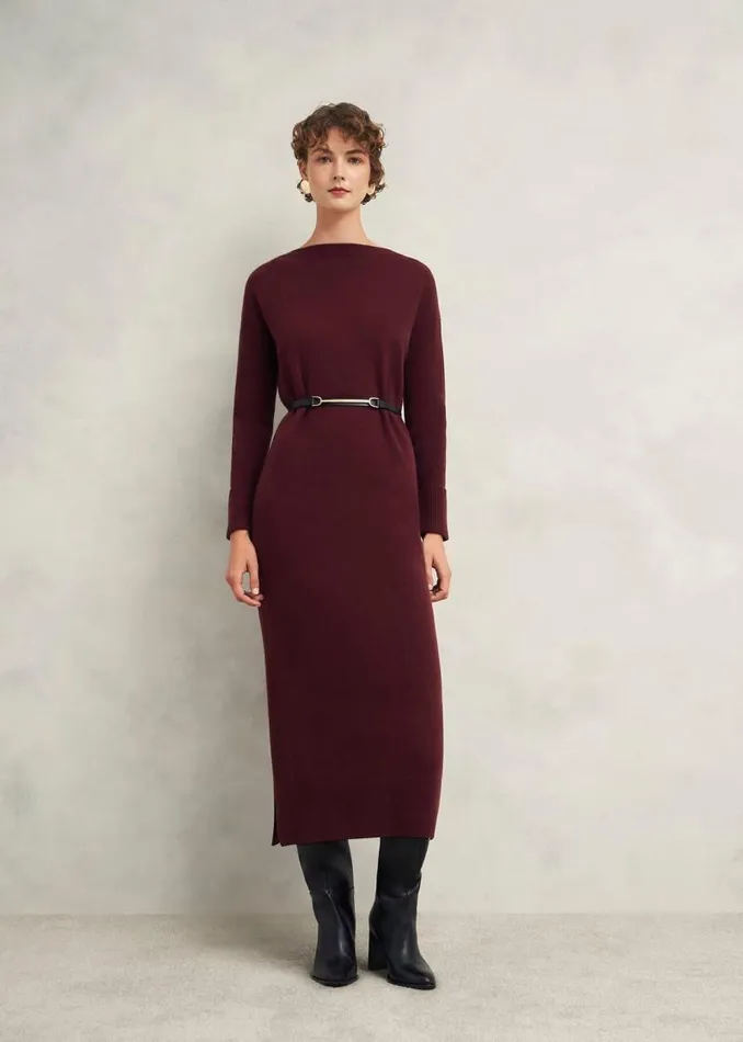 Women HOBBS Dresses and Jumpsuits Hartsfirth Knitted Dress With Cashmere Cocoa Brown