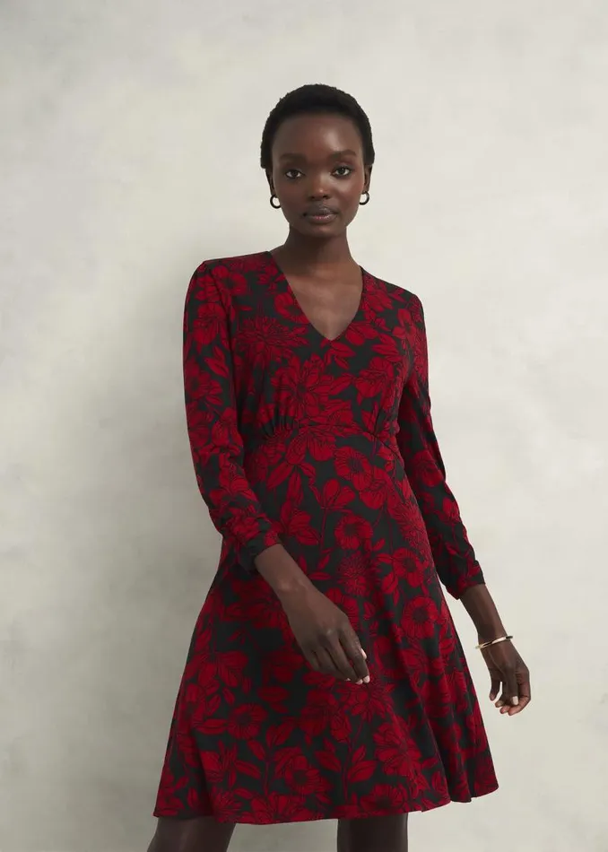 Women HOBBS Dresses and Jumpsuits Julietta Jersey Dress Black Red