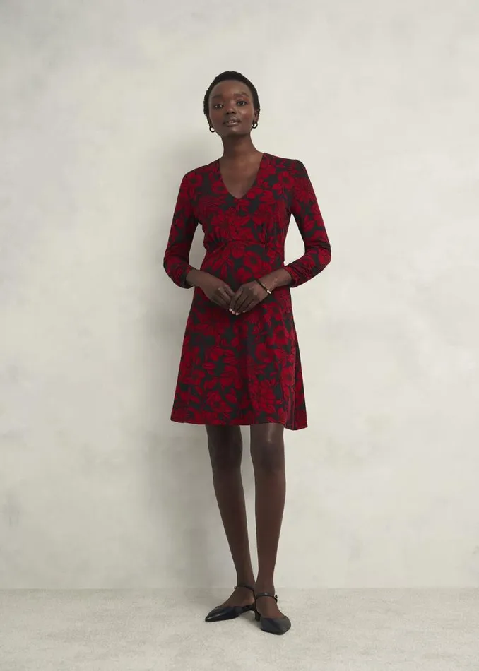 Women HOBBS Dresses and Jumpsuits Julietta Jersey Dress Black Red