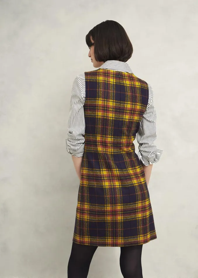 Women HOBBS Dresses and Jumpsuits Margot Wool Dress Navy Ochre