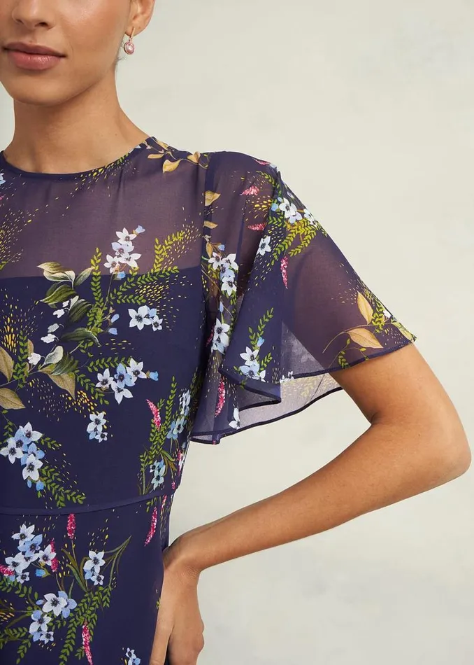 Women HOBBS Dresses and Jumpsuits Petite Callie Midi Dress Navy Multi