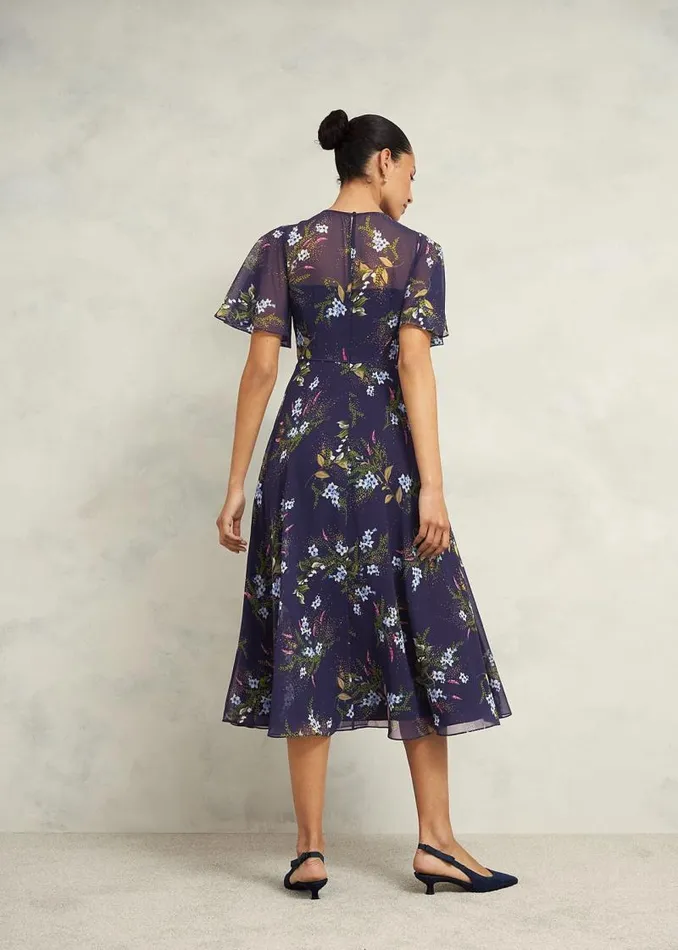 Women HOBBS Dresses and Jumpsuits Petite Callie Midi Dress Navy Multi