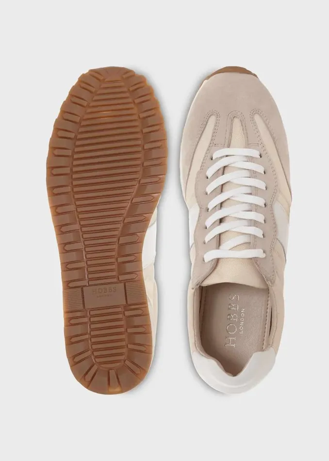 Women HOBBS Flats Ellis Leather Trainers Beige