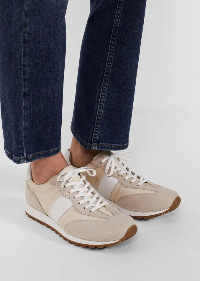Women HOBBS Flats Ellis Leather Trainers Beige