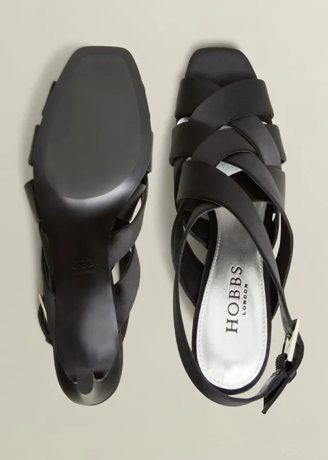 Women HOBBS Heels Velma Satin Sandals Black