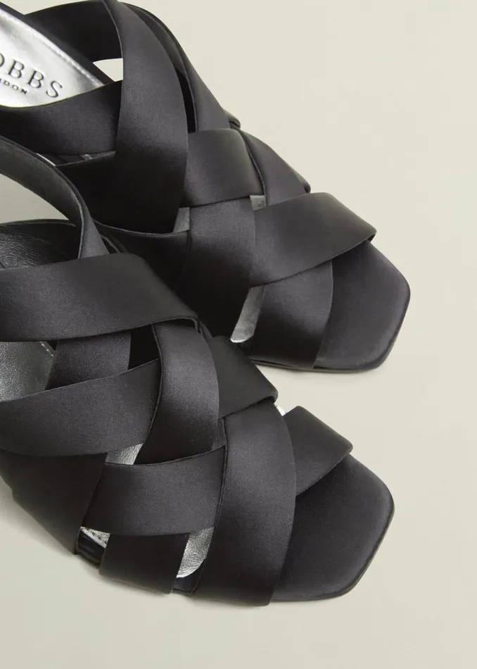 Women HOBBS Heels Velma Satin Sandals Black