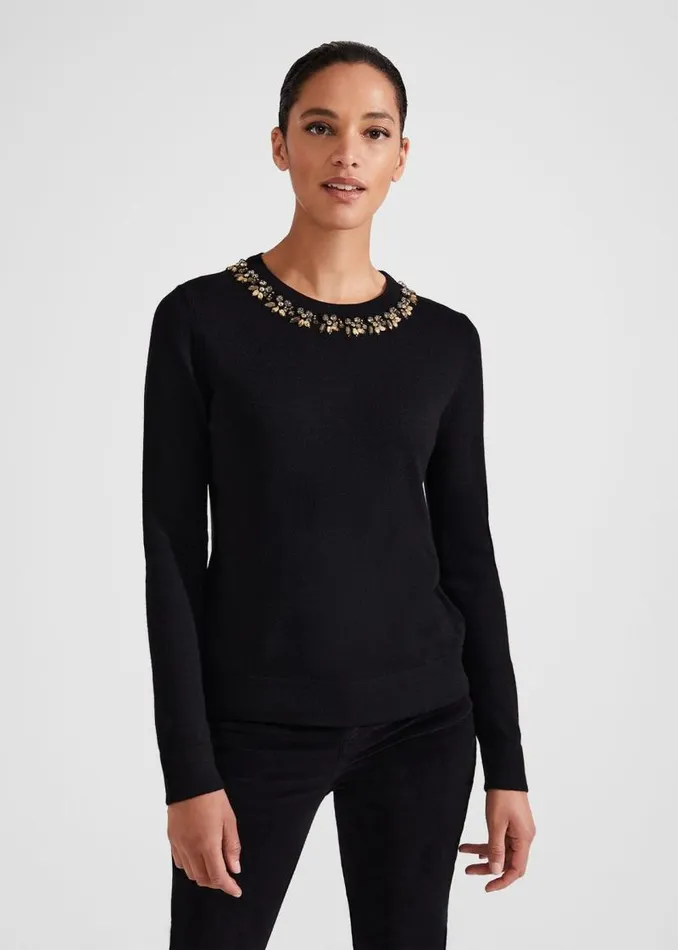Women HOBBS Jumpers and Cardigans Alora Jumper With Wool Black