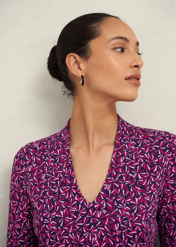 Women HOBBS Tops Aimee Printed Top Pink Multi