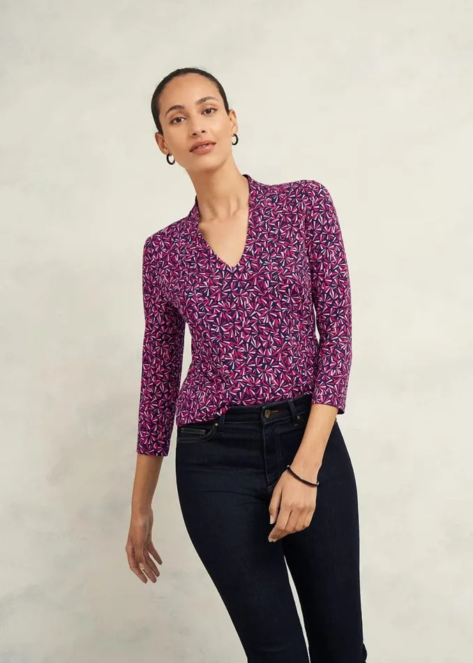 Women HOBBS Tops Aimee Printed Top Pink Multi