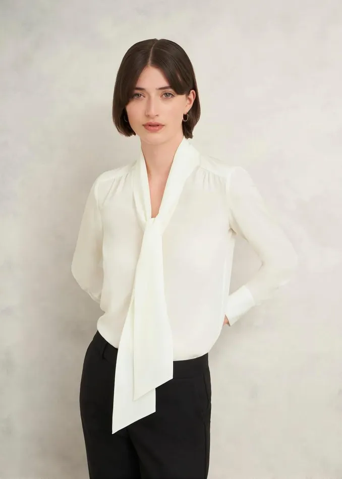Women HOBBS Tops Mimi Silk Blouse Ivory