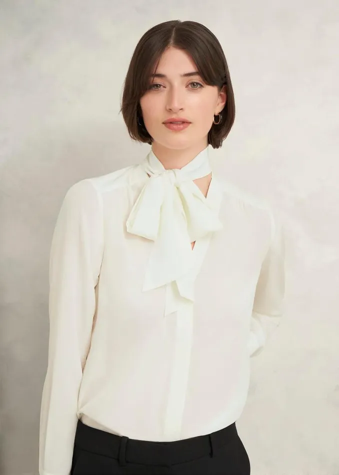 Women HOBBS Tops Mimi Silk Blouse Ivory