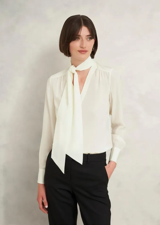 Women HOBBS Tops Mimi Silk Blouse Ivory