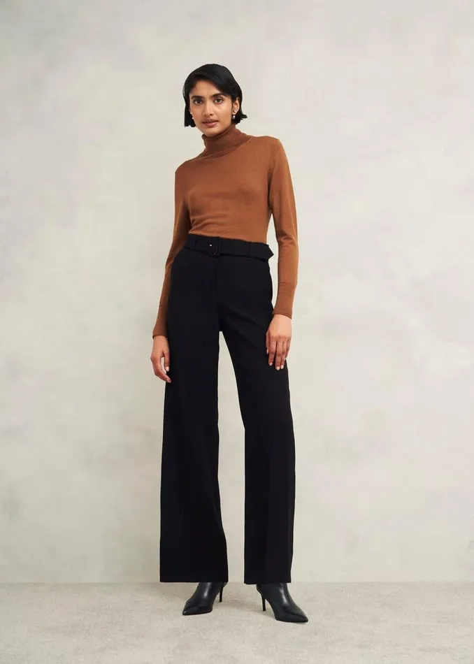 Women HOBBS Trousers Drew Wide Trousers Black