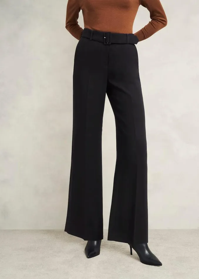 Women HOBBS Trousers Drew Wide Trousers Black