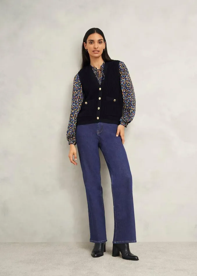 Women HOBBS Trousers Hadden Wide Jeans Indigo