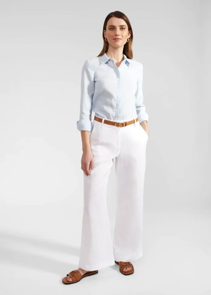 Women HOBBS Trousers Lynn Linen Trousers White