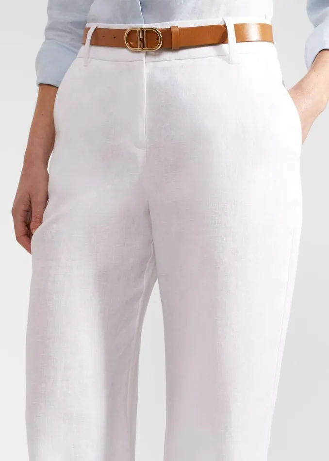 Women HOBBS Trousers Lynn Linen Trousers White
