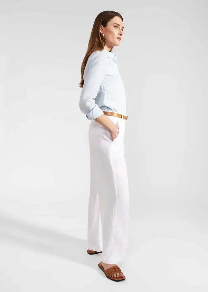 Women HOBBS Trousers Lynn Linen Trousers White