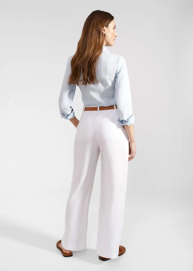 Women HOBBS Trousers Lynn Linen Trousers White