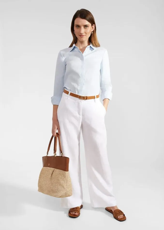 Women HOBBS Trousers Lynn Linen Trousers White