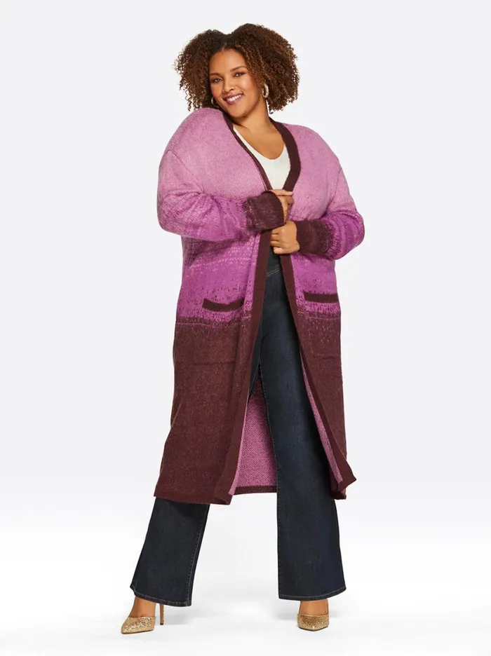 Women Jackets Blazers and Kimonos Jessica Simpson Carmine Cardigan In Winetasting Stripe