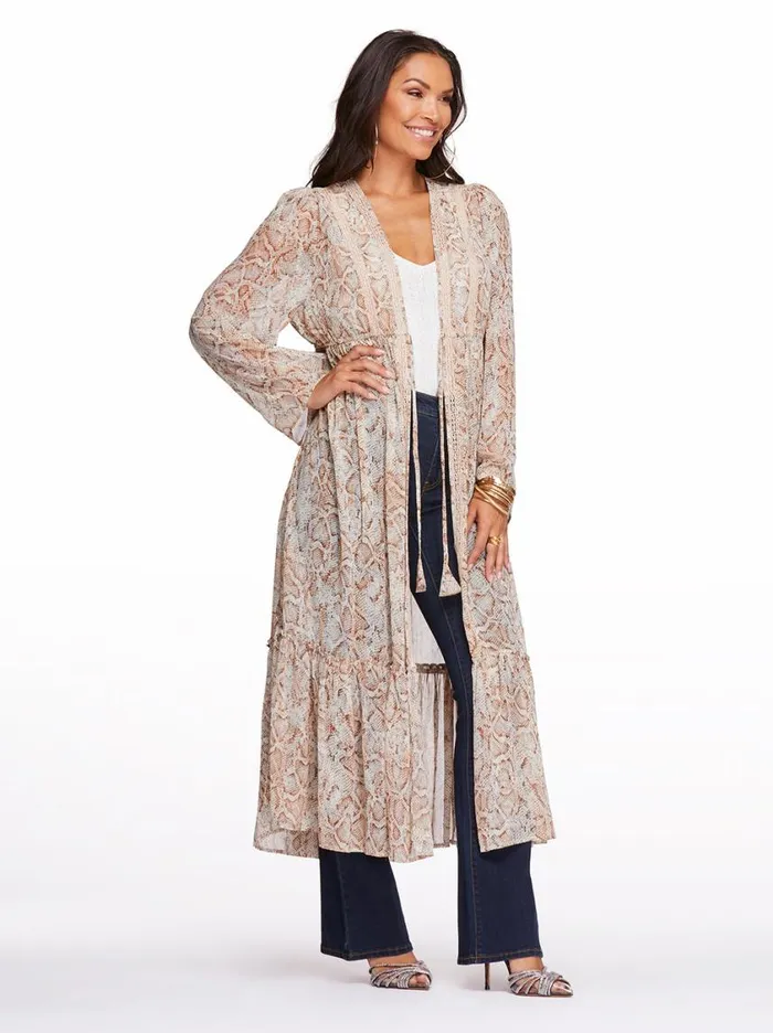 Women Jackets Blazers and Kimonos Jessica Simpson Marilyn Duster In Shadow Snake