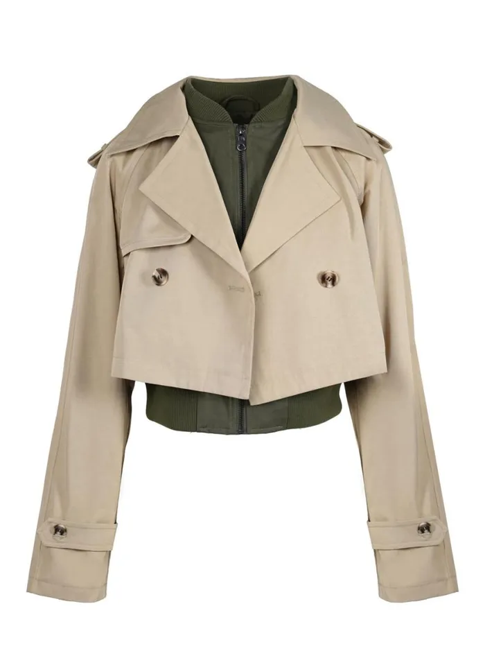 Women Jackets Blazers and Kimonos Jessica Simpson Trench Bomber Jacket In Khaki