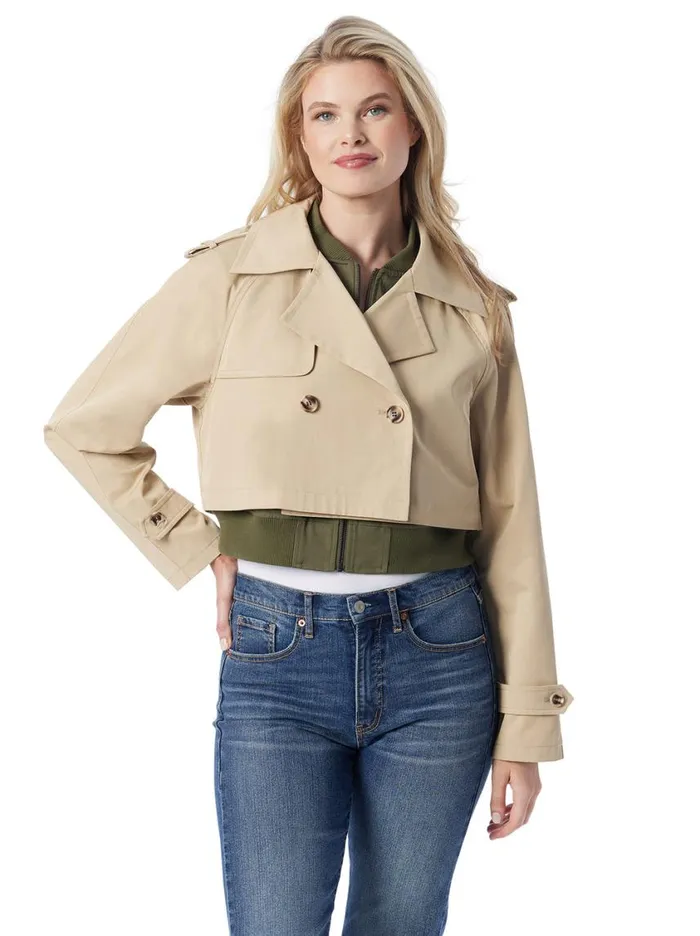 Women Jackets Blazers and Kimonos Jessica Simpson Trench Bomber Jacket In Khaki