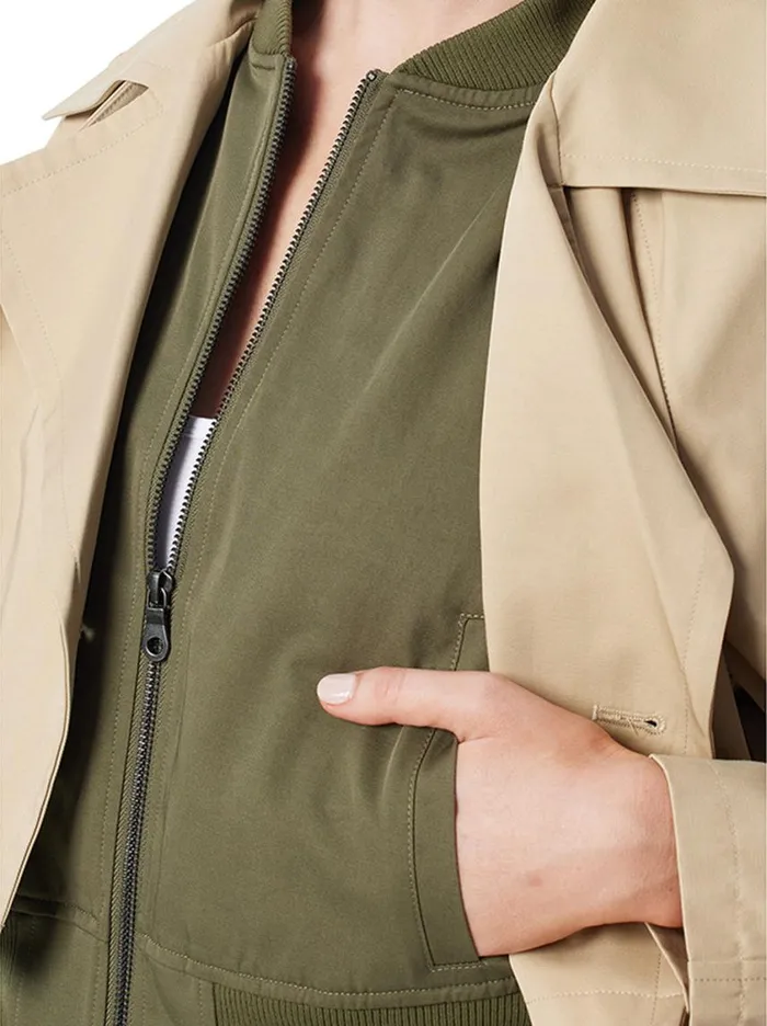 Women Jackets Blazers and Kimonos Jessica Simpson Trench Bomber Jacket In Khaki
