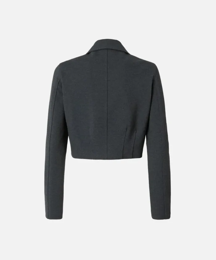 Women Jackets Pinko Short Singlebreasted Jacket With Fabric Stitch Greycrow Women Jackets Pinko Short Singlebreasted Jacket With Fabric Stitch Greycrow
