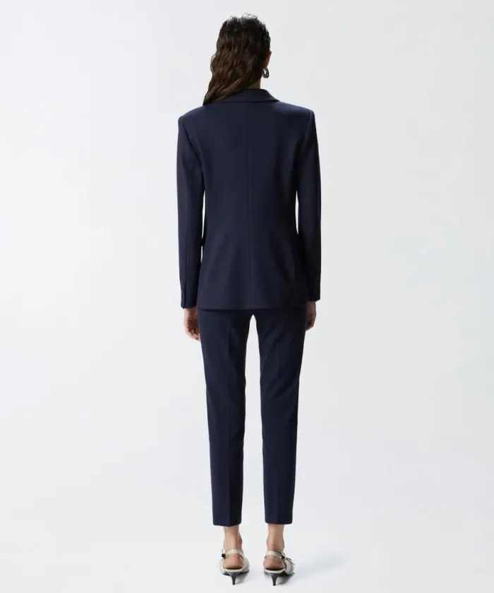Women Jackets Pinko Singlebreasted Blazer With Structured Shoulders Total Eclipse Blue Women Jackets Pinko Singlebreasted Blazer With Structured Shoulders Total Eclipse Blue
