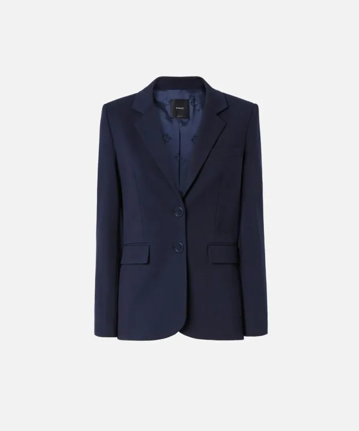 Women Jackets Pinko Singlebreasted Blazer With Structured Shoulders Total Eclipse Blue Women Jackets Pinko Singlebreasted Blazer With Structured Shoulders Total Eclipse Blue