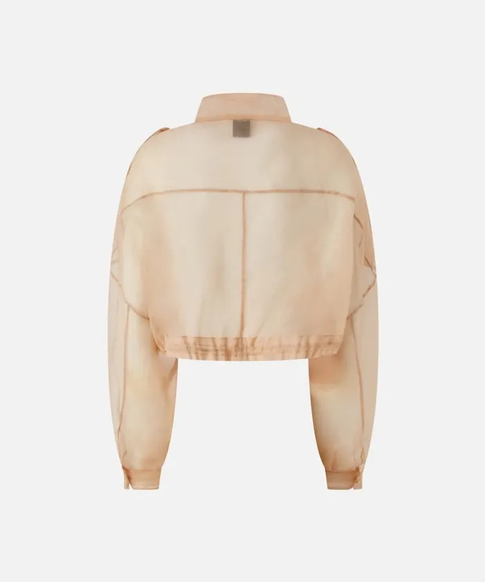 Women Jackets Pinko Small Cropped Jacket In Sheer Silk Organza Mahogany Pink Women Jackets Pinko Small Cropped Jacket In Sheer Silk Organza Mahogany Pink
