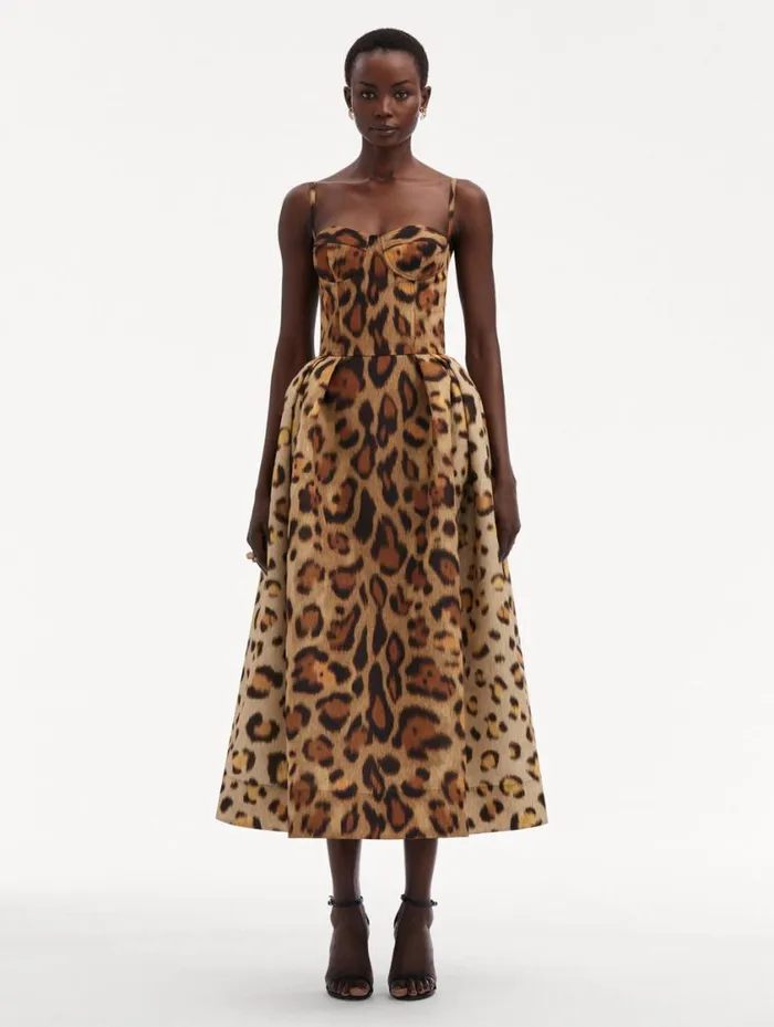 Women Jaguar Faille Cocktail Dress Beige Multi Oscar De La Renta Dresses Women Jaguar Faille Cocktail Dress Beige Multi Oscar De La Renta Dresses