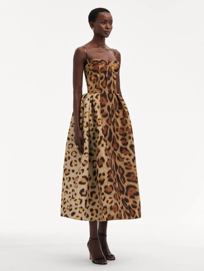 Women Jaguar Faille Cocktail Dress Beige Multi Oscar De La Renta Dresses Women Jaguar Faille Cocktail Dress Beige Multi Oscar De La Renta Dresses