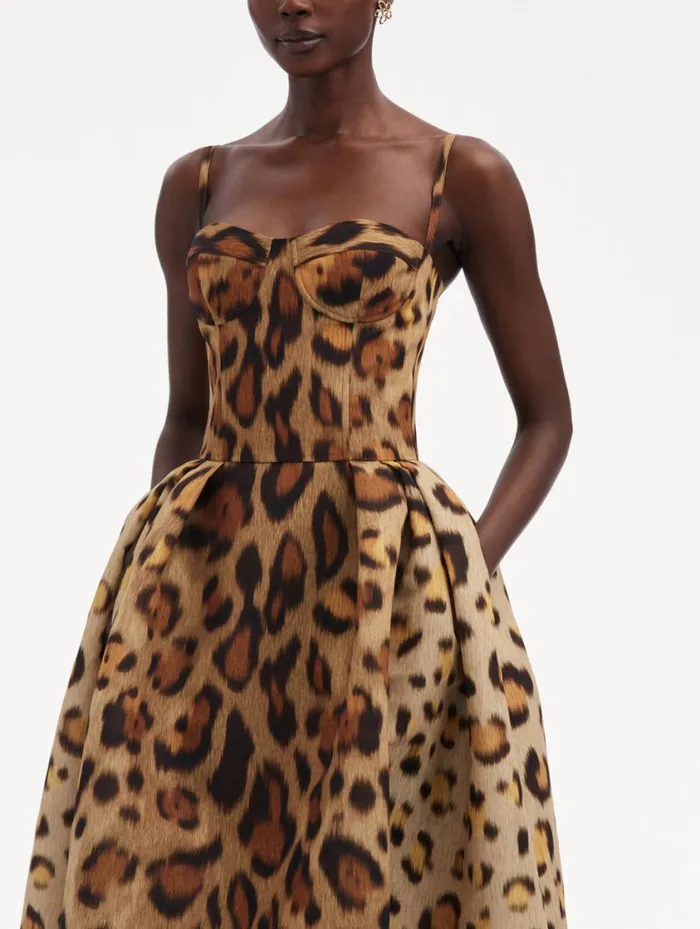 Women Jaguar Faille Cocktail Dress Beige Multi Oscar De La Renta Dresses Women Jaguar Faille Cocktail Dress Beige Multi Oscar De La Renta Dresses