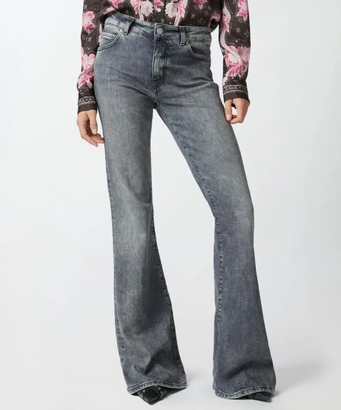 Women Jeans Pinko Flared Grey Denim Jeans Vintage Grey Wash Women Jeans Pinko Flared Grey Denim Jeans Vintage Grey Wash