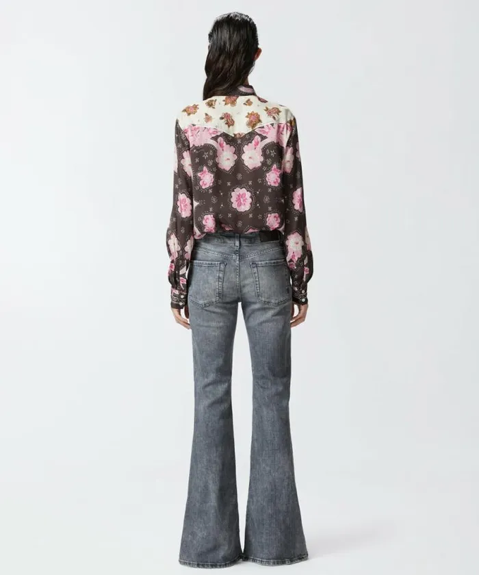Women Jeans Pinko Flared Grey Denim Jeans Vintage Grey Wash Women Jeans Pinko Flared Grey Denim Jeans Vintage Grey Wash