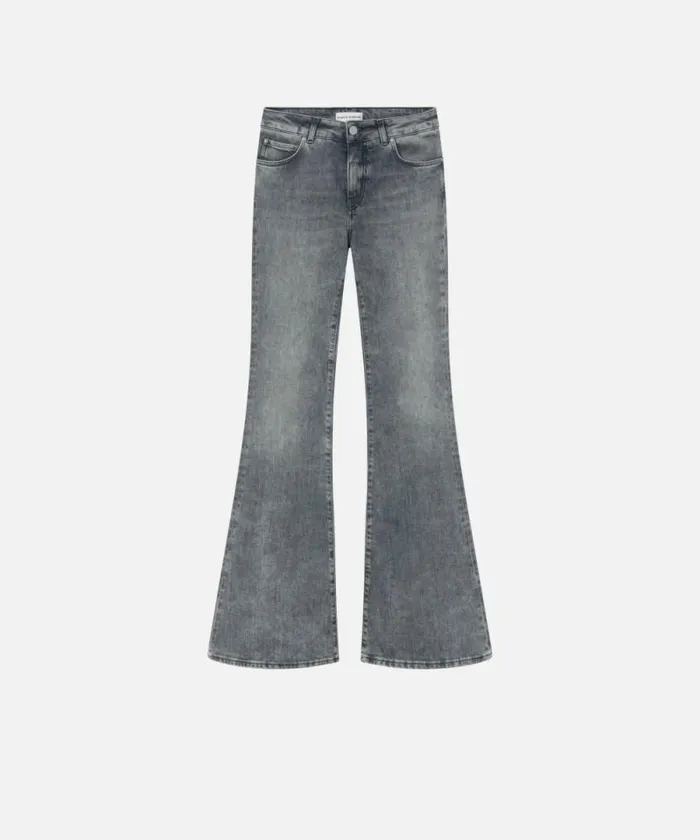 Women Jeans Pinko Flared Grey Denim Jeans Vintage Grey Wash Women Jeans Pinko Flared Grey Denim Jeans Vintage Grey Wash