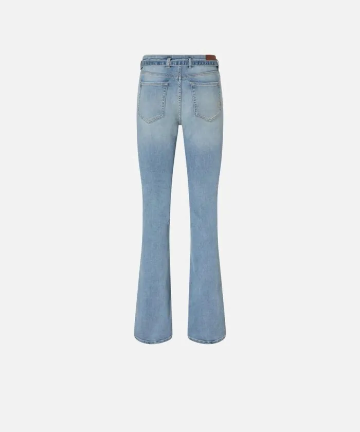 Women Jeans Pinko Flared Jeans With Bird Logo Belt Light Vintage Wash Women Jeans Pinko Flared Jeans With Bird Logo Belt Light Vintage Wash