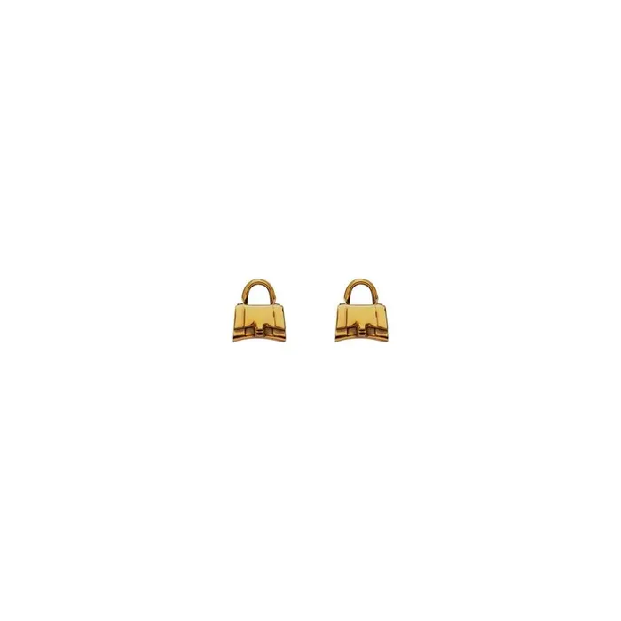 Women Jewellery Balenciaga Bag Xs Stud Earrings In Antique Gold