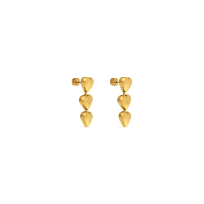 Women Jewellery Balenciaga Heart Earrings In Gold