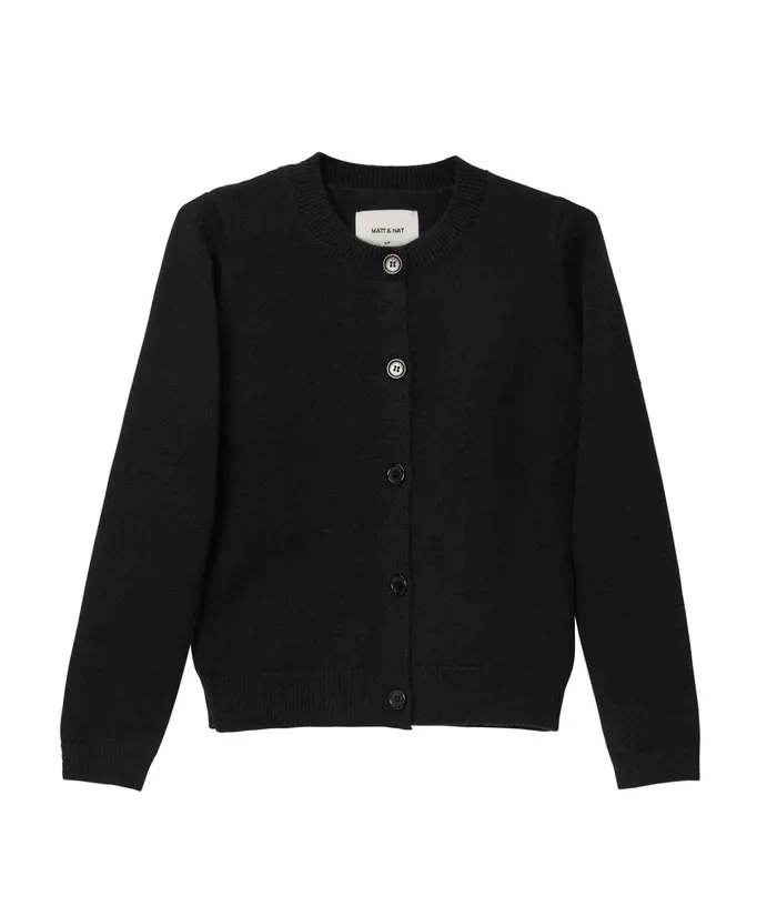 Women Jil ButtonFront Cardigan Black Matt and Nat Knitwear