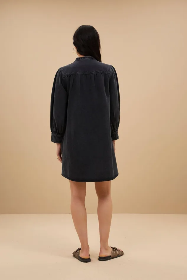 Women Jina Twill Dress Jet Black Bybar Dresses Women Jina Twill Dress Jet Black Bybar Dresses
